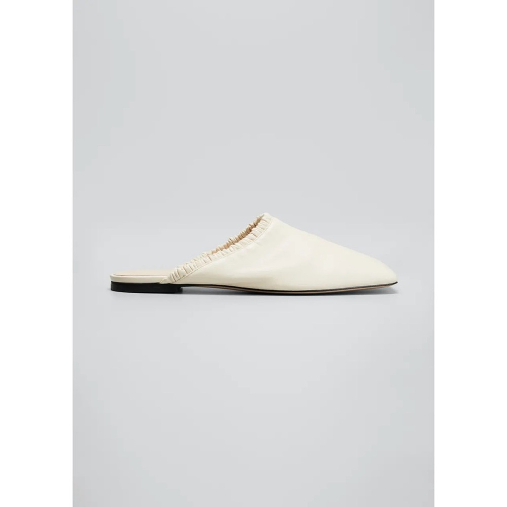 Wandler Lola Lambskin Ruched-Collar Flat Mules
